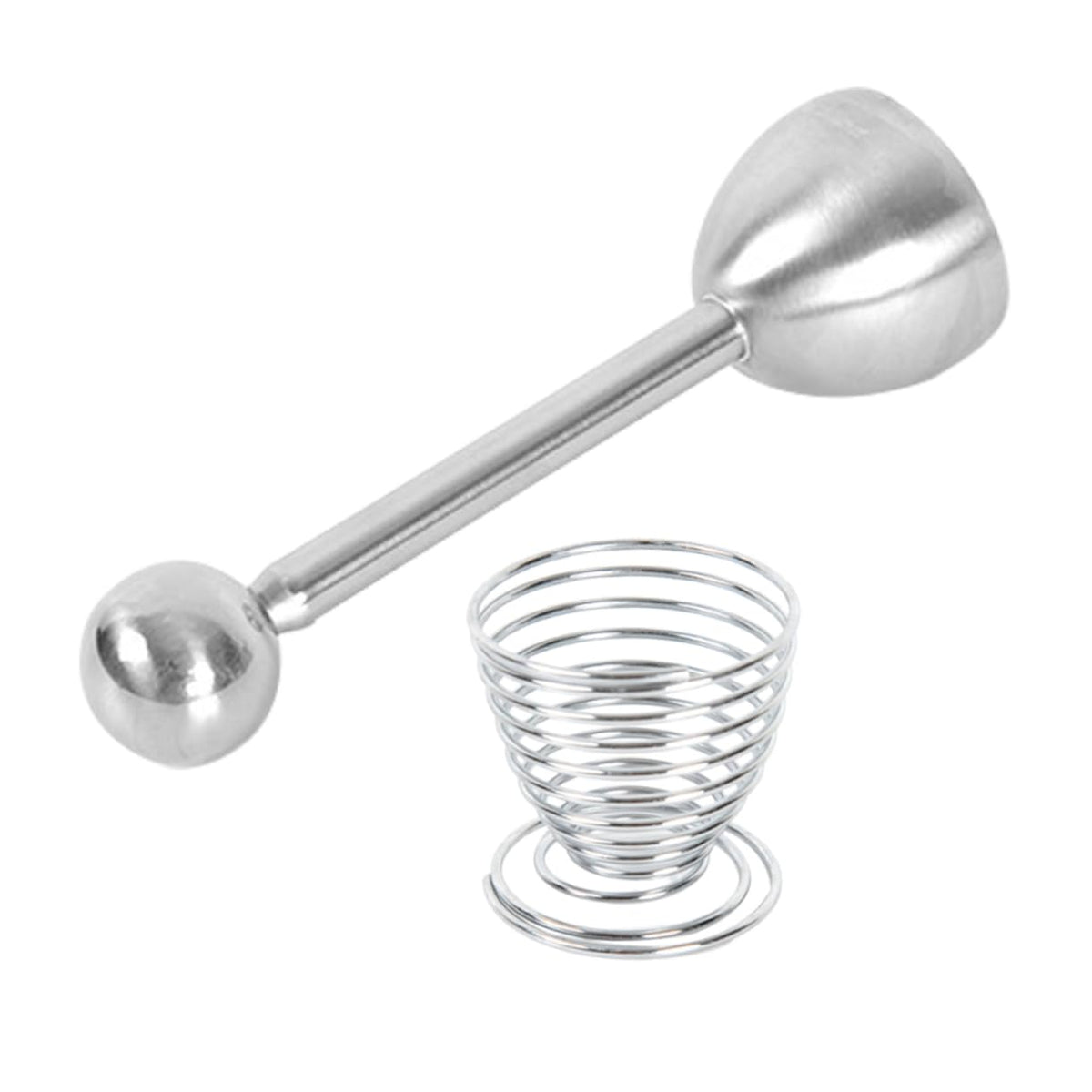 Egg Taper - Egg Cup - Egg Opener - Egg Shell Breaker - Egg Holder - Egg Cracker - Breakfast - Kitchen Utensils - Egg Beater - Kitchen Gadgets - Soft-Boiled Egg - Egg Cracker - Egg Slicer - Dishwasher Safe Stainless Steel - Silver - 2 Piece Set