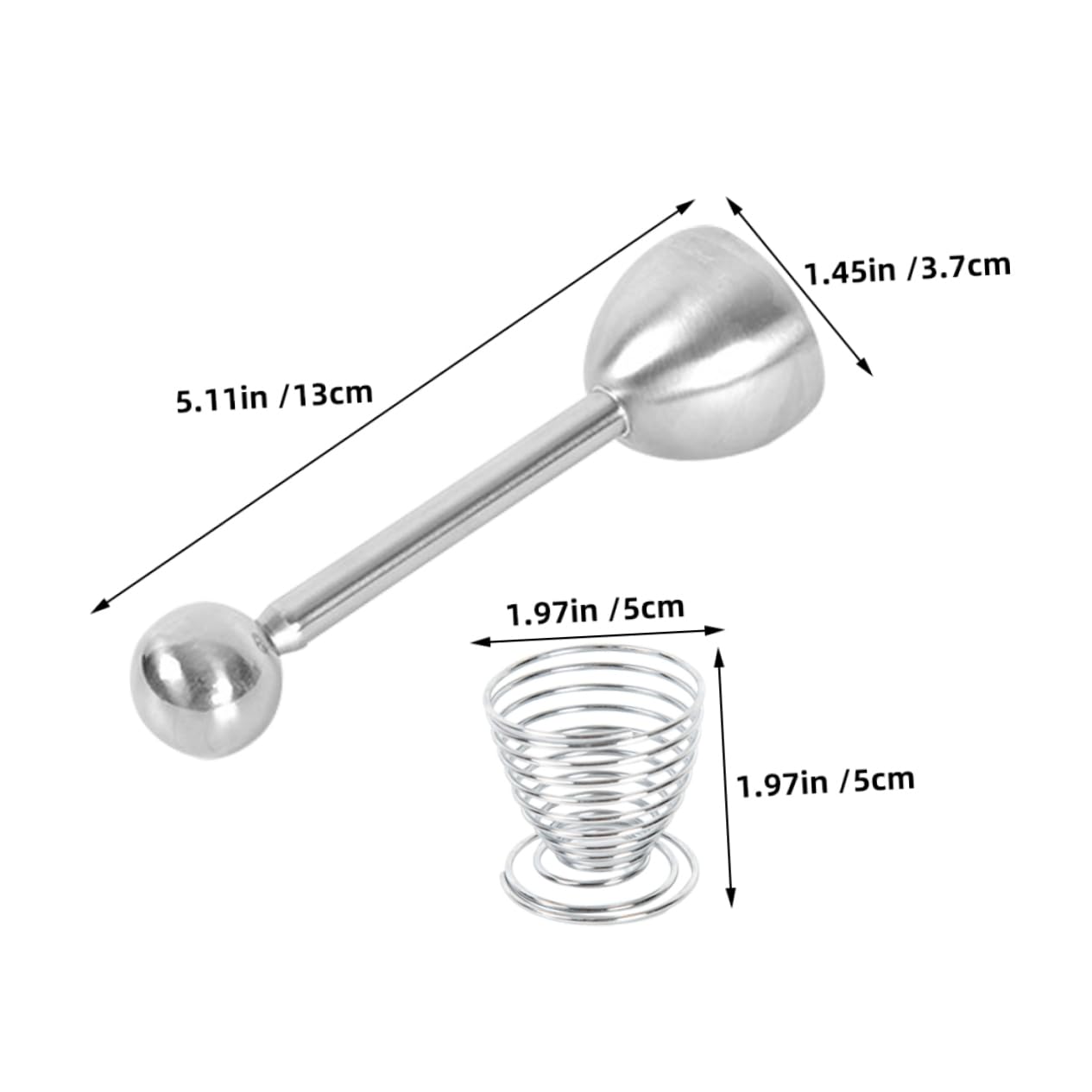 Egg Taper - Egg Cup - Egg Opener - Egg Shell Breaker - Egg Holder - Egg Cracker - Breakfast - Kitchen Utensils - Egg Beater - Kitchen Gadgets - Soft-Boiled Egg - Egg Cracker - Egg Slicer - Dishwasher Safe Stainless Steel - Silver - 2 Piece Set