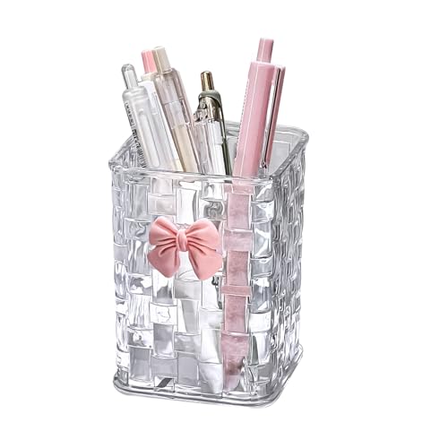 Desk organizer - Organizer - Storage basket - Storage box - Desk accessories - Desk organizer pen tray - Desk organizer pen tray - Bathroom cabinet - Bathroom furniture - Bow - Transparent white - 1 piece