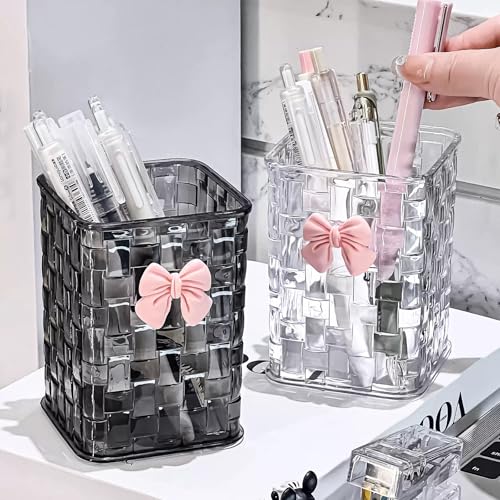 Desk organizer - Organizer - Storage basket - Storage box - Desk accessories - Desk organizer pen tray - Desk organizer pen tray - Bathroom cabinet - Bathroom furniture - Bow - Transparent white - 1 piece