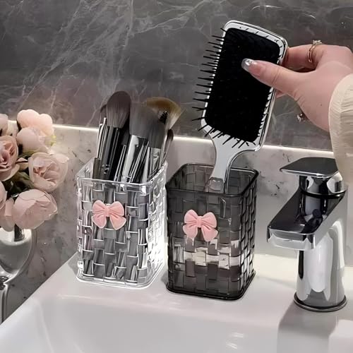 Desk organizer - Organizer - Storage basket - Storage box - Desk accessories - Desk organizer pen tray - Desk organizer pen tray - Bathroom cabinet - Bathroom furniture - Bow - Transparent white - 1 piece