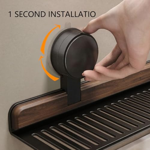 Wall shelf - bath shelf - shower rack - towel rack - shelf - bathroom rack - Mirror cabinet - Storage rack - Draining rack - bathroom furniture - Bathroom - Storage box - storage basket - Toilet - walnut & black - 1 piece