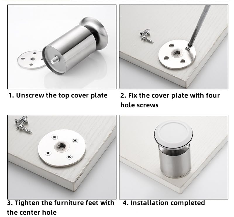 Table legs - bathroom cabinet legs - bathroom furniture legs - desk legs - shoe cabinet legs - wardrobe legs - TV cabinet legs - cabinet legs - wardrobe legs - bookcase legs - dressing table - dining table - footstool - stainless steel - 4 pieces