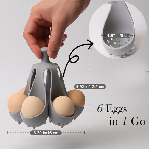 Egg cooker - baking supplies - egg cooker 6 eggs - egg carton - kitchen utensils - egg cooker - egg cooker mold - silicone egg cooker - silicone - silicone mold - silicone kitchen utensils - gray - 1 piece