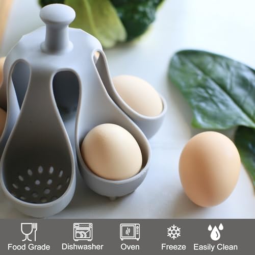 Egg cooker - baking supplies - egg cooker 6 eggs - egg carton - kitchen utensils - egg cooker - egg cooker mold - silicone egg cooker - silicone - silicone mold - silicone kitchen utensils - gray - 1 piece