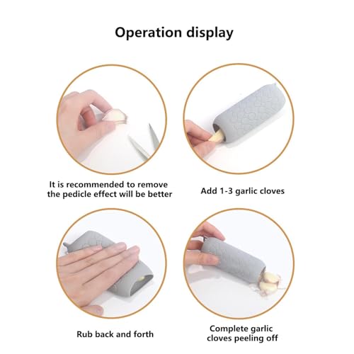 Garlic Peeler - Garlic Press - Garlic Peeler - Kitchen Utensils - Silicone - Silicone Garlic Press - Manual Garlic Press - Garlic Rolling Pin - Gray - 3 Pieces