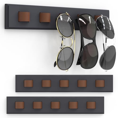 Storage rack - Organizer - Storage rack for sunglasses - Sunglasses organizer - Wooden glasses rack - Sunglasses holder - Glasses holder - Sunglasses holder - Wall decoration - Home decoration - Living room decoration - Dark gray - 3 pieces