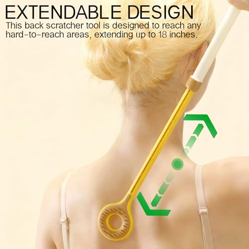 Massager - Back Massager - Telescopic Massager - Portable Massager - For Men, Women, Fathers, Mothers - Women's Gifts - Father's Gifts - Mother's Gift - Festive Gift - Christmas Gift - Yellow - 1 Piece