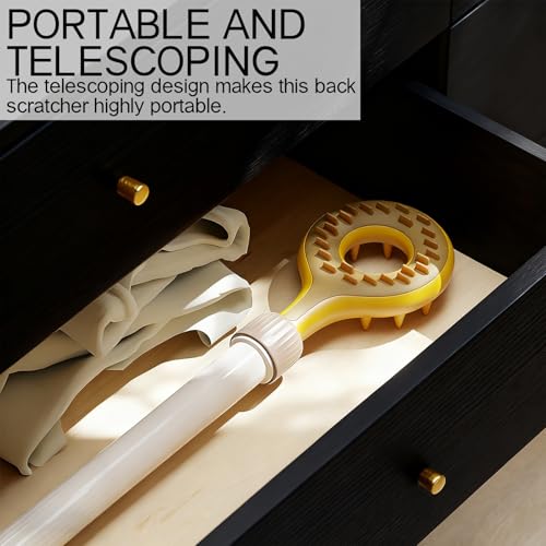 Massager - Back Massager - Telescopic Massager - Portable Massager - For Men, Women, Fathers, Mothers - Women's Gifts - Father's Gifts - Mother's Gift - Festive Gift - Christmas Gift - Yellow - 1 Piece