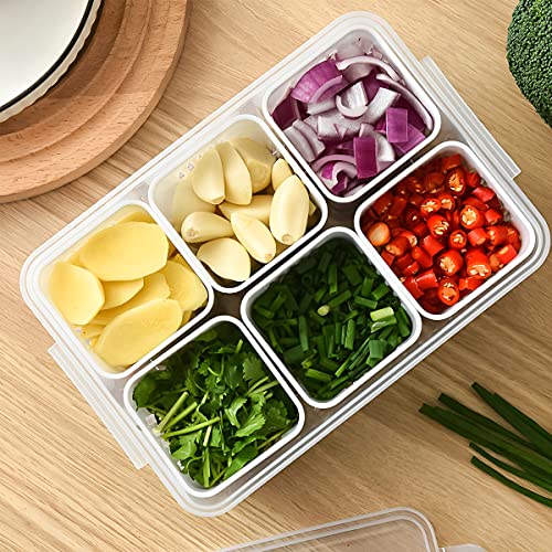 Storage box - Storage box with lid - Organizer - Food storage containers - Fridge organizer - Pallet - Divider pallet - Fruit bowl - Fruit basket - Ginger Organizer - 4 compartments - White - 1 piece