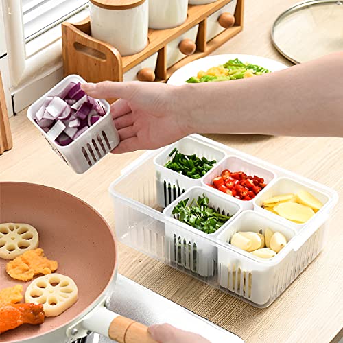 Storage box - Storage box with lid - Organizer - Food storage containers - Fridge organizer - Pallet - Divider pallet - Fruit bowl - Fruit basket - Ginger Organizer - 4 compartments - White - 1 piece