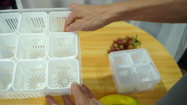 Storage box - Storage box with lid - Organizer - Food storage containers - Fridge organizer - Pallet - Divider pallet - Fruit bowl - Fruit basket - Ginger Organizer - 4 compartments - White - 1 piece