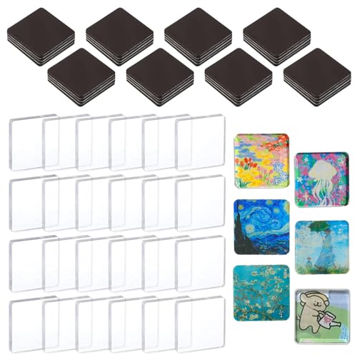 Fridge magnet set - DIY decoration - magnetic wall sticker - living room decoration - decoration - office decoration - party decoration - Christmas gifts - Christmas gifts for adults - Acrylic - Transparent - 5 cm x 5 cm - 24 pieces