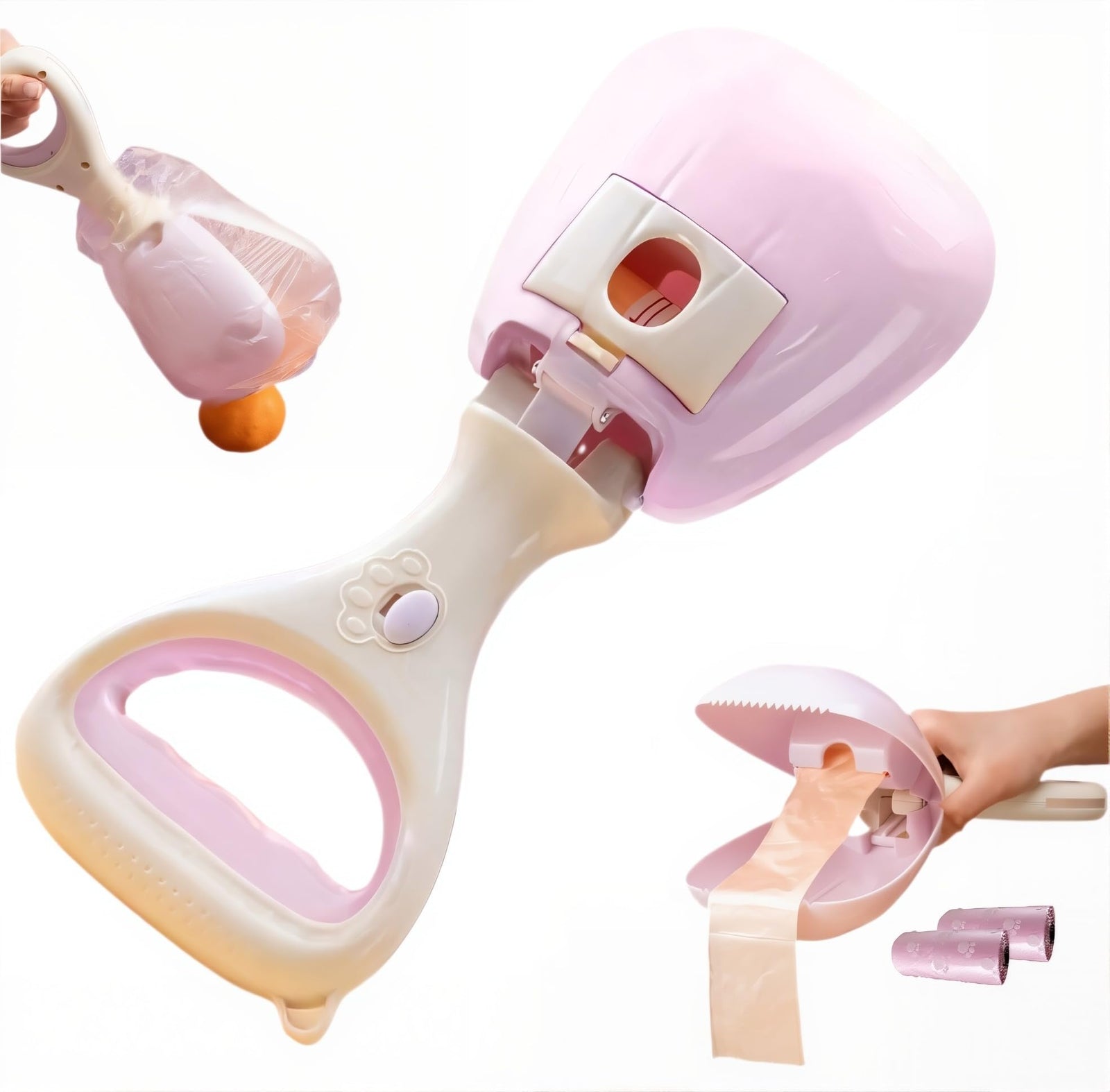 Dog Poop Bags - Poop Scoop - Small Dogs - Medium Dogs - Large Dogs - Dogs - Contactless - Hands-Free - Waste Disposal - Portable - Bring Your Own Bags - Pets - 2-in-1 with 2 Rolls of Bags and Dispenser - Pack of 2