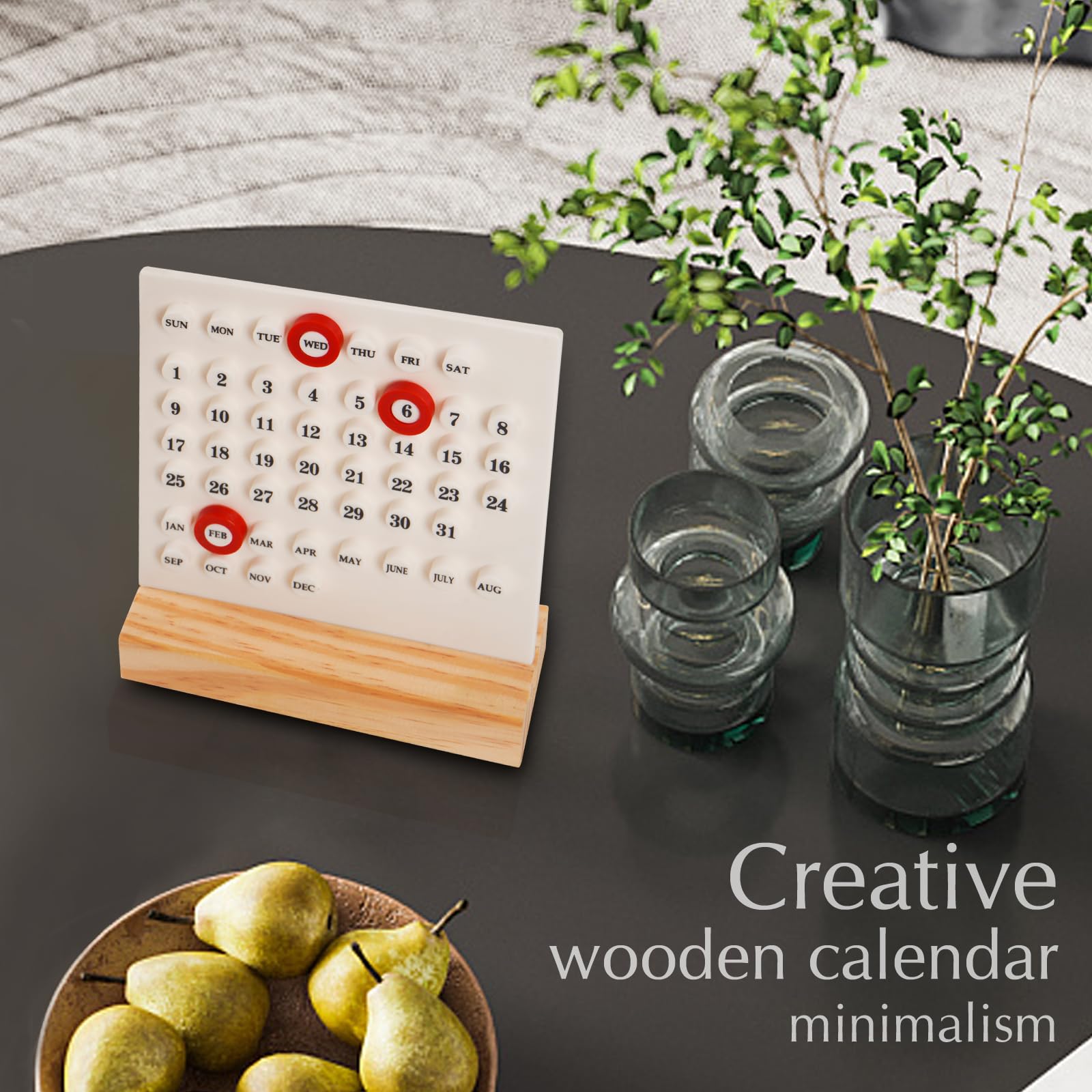 Perpetual Calendar - Desk Calendar - Desk Accessories - Home Decor - Wooden Calendar - Table Calendar - Office Supplies - Home Decor - Gadgets - Date Indicator - Black - 1 Piece