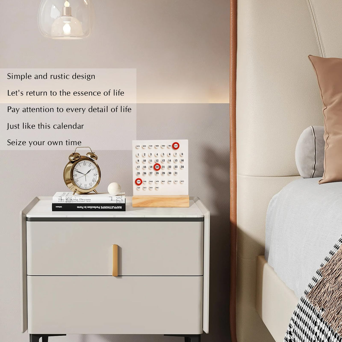 Perpetual Calendar - Desk Calendar - Desk Accessories - Home Decor - Wooden Calendar - Table Calendar - Office Supplies - Home Decor - Gadgets - Date Indicator - Black - 1 Piece