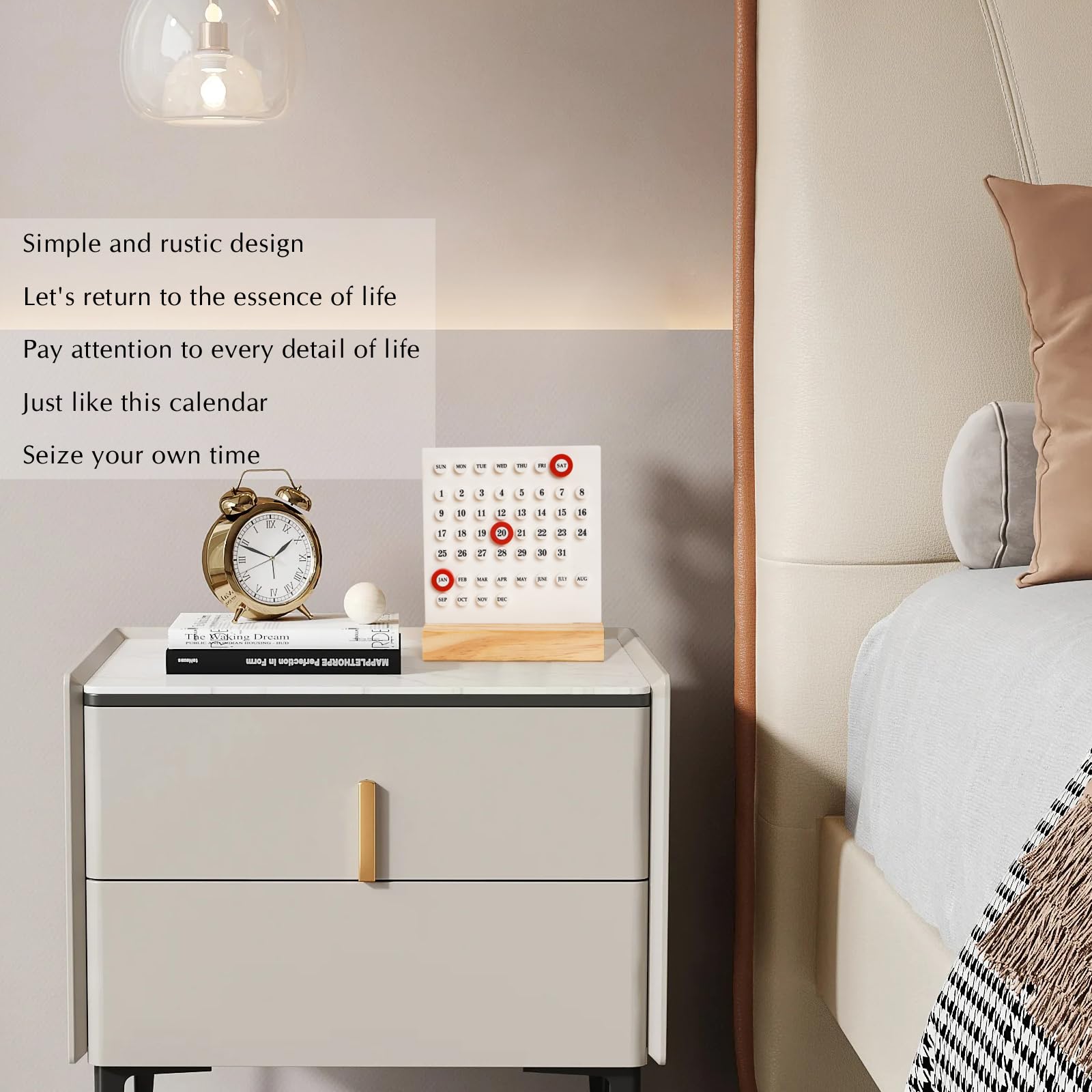 Perpetual Calendar - Desk Calendar - Desk Accessories - Home Decor - Wooden Calendar - Table Calendar - Office Supplies - Home Decor - Gadgets - Date Indicator - Black - 1 Piece