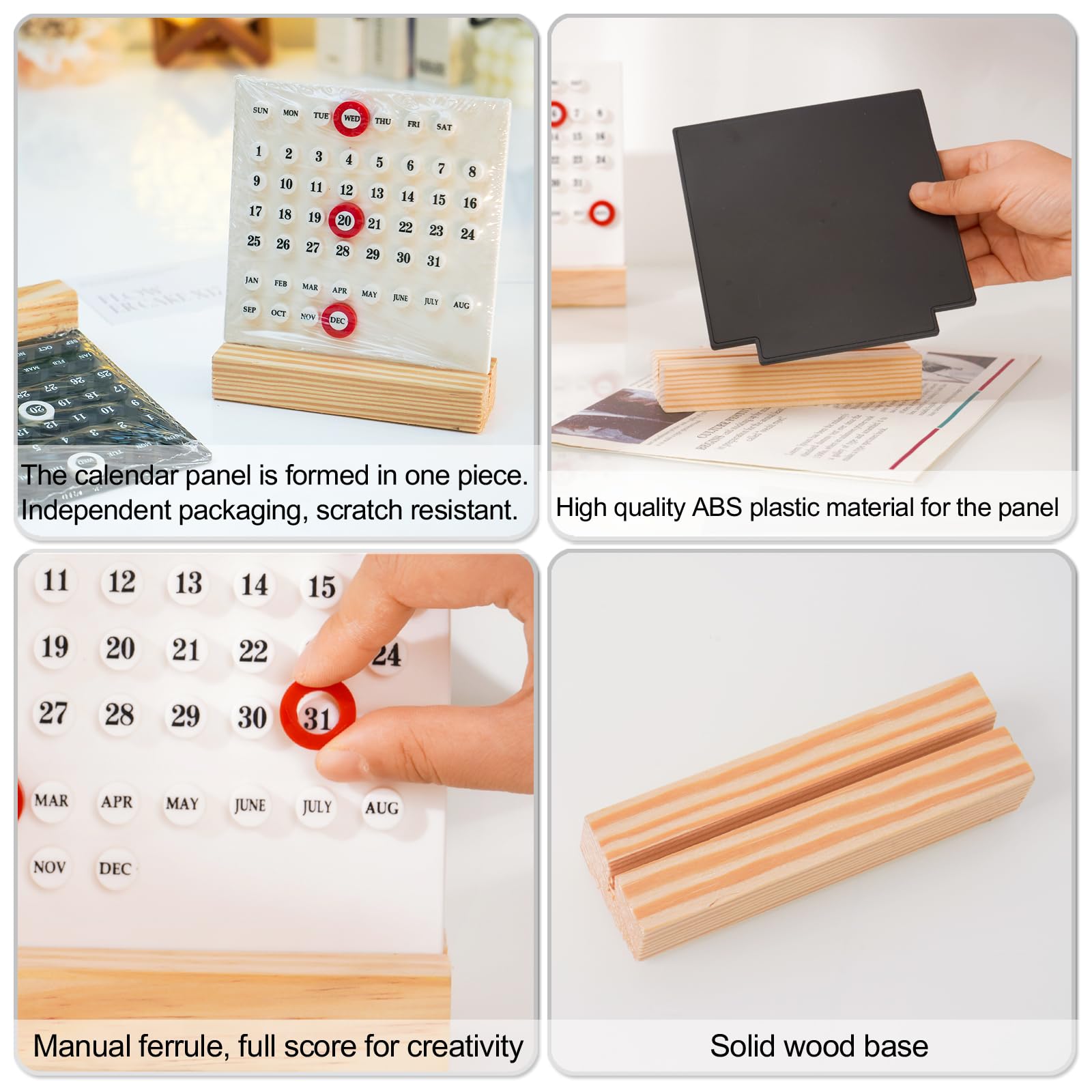 Perpetual Calendar - Desk Calendar - Desk Accessories - Home Decor - Wooden Calendar - Table Calendar - Office Supplies - Home Decor - Gadgets - Date Indicator - Black - 1 Piece