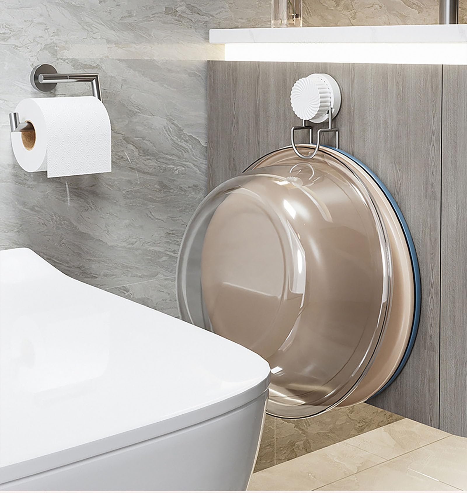 Bathroom Hooks - Towel Hook - Bathroom Accessories - Suction Cup Hooks - Sponge Holder - Kitchen Accessories - Hanging Hooks - Bathroom Organizer - Wall Hook - No Drilling - White - 1 Piece