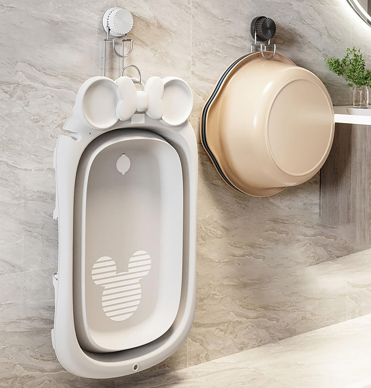 Bathroom Hooks - Towel Hook - Bathroom Accessories - Suction Cup Hooks - Sponge Holder - Kitchen Accessories - Hanging Hooks - Bathroom Organizer - Wall Hook - No Drilling - White - 1 Piece