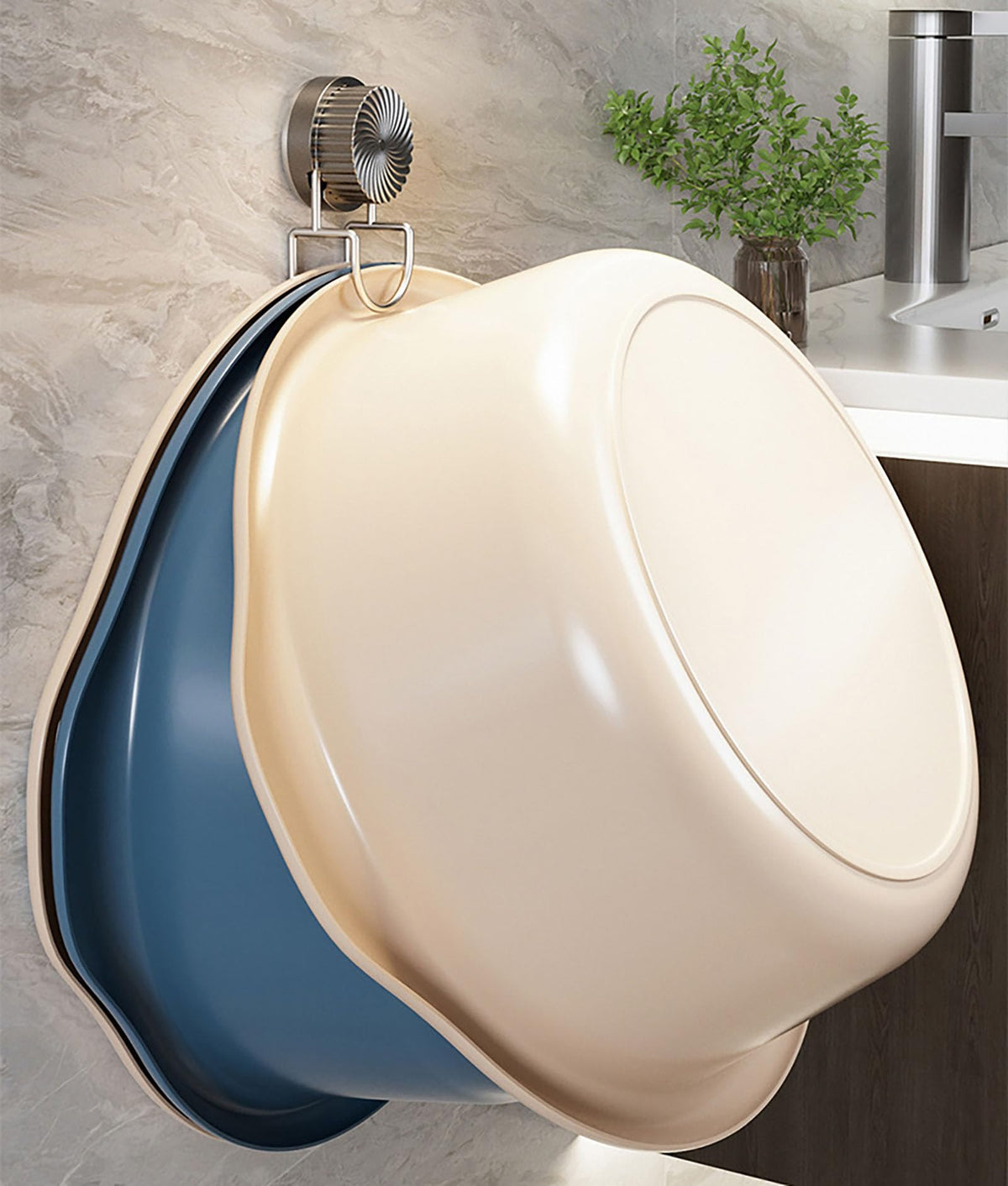 Bathroom Hooks - Towel Hook - Bathroom Accessories - Suction Cup Hooks - Sponge Holder - Kitchen Accessories - Hanging Hooks - Bathroom Organizer - Wall Hook - No Drilling - White - 1 Piece