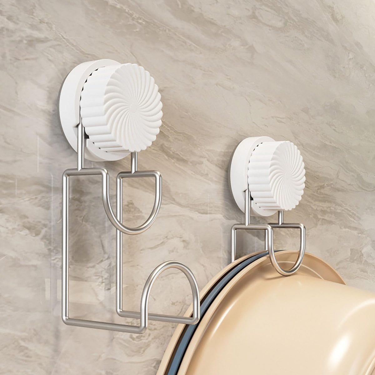 Bathroom Hooks - Towel Hook - Bathroom Accessories - Suction Cup Hooks - Sponge Holder - Kitchen Accessories - Hanging Hooks - Bathroom Organizer - Wall Hook - No Drilling - White - 1 Piece