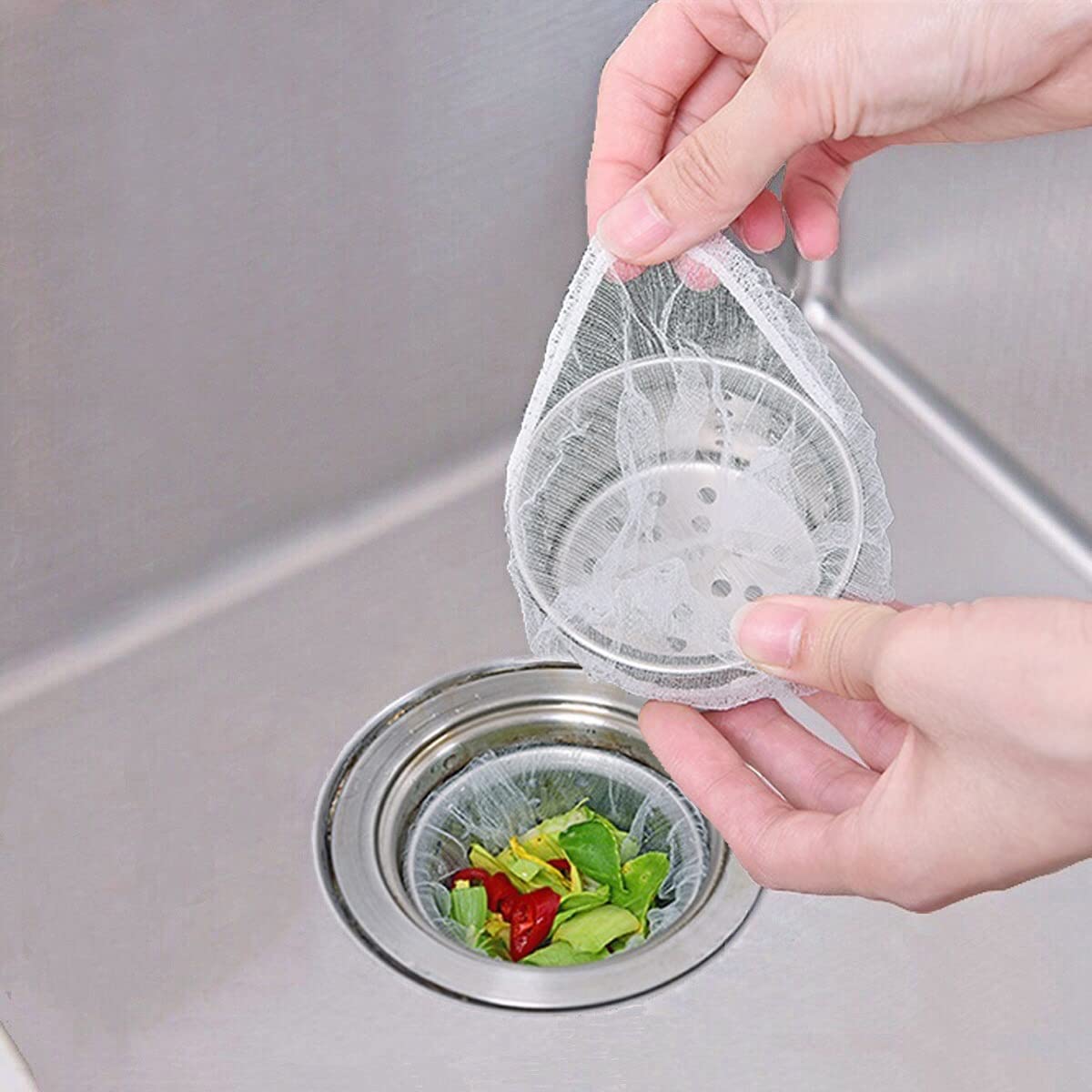 Sink Filter Bags - Sink Strainer - Sink Filter - Disposables - Sink Organizer - Anti-Clogging - Kitchen Accessories - Drain Strainer - White - 200 Pieces