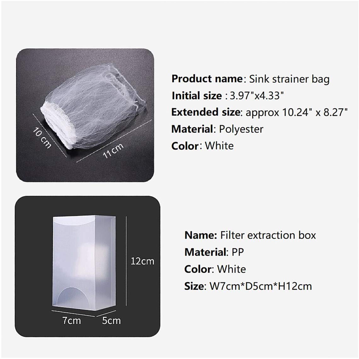 Sink Filter Bags - Sink Strainer - Sink Filter - Disposables - Sink Organizer - Anti-Clogging - Kitchen Accessories - Drain Strainer - White - 200 Pieces