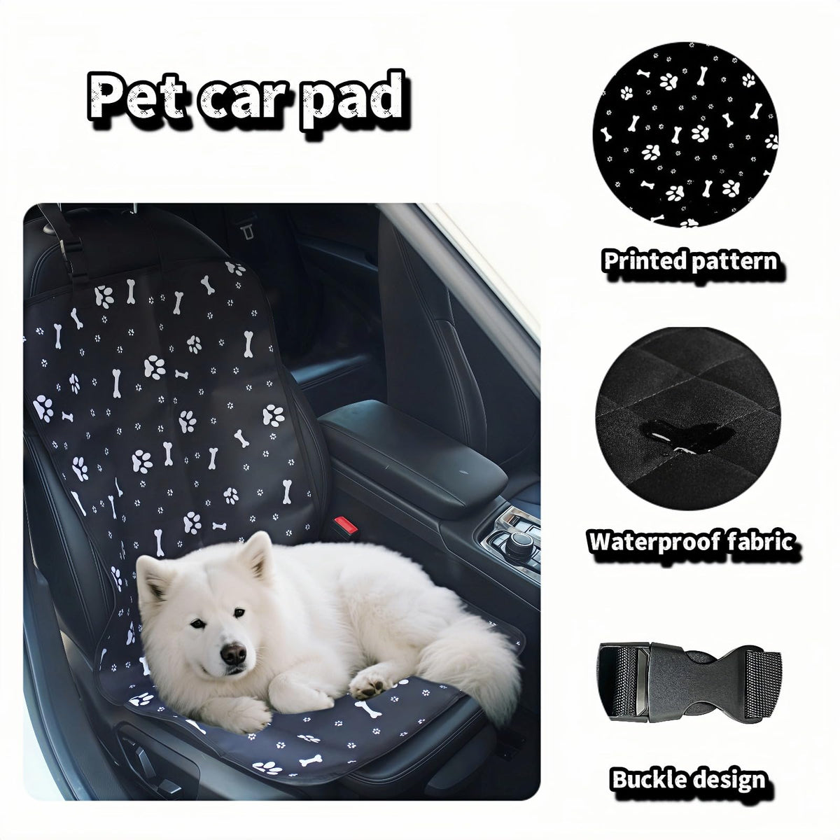 Dog Blanket Car - Car Seat Cover Dog - Seat Protector Car - Front Seat Cover - Waterproof - Dog Rug - Car Accessories Pet - Anti Hair - Black - 1 Piece