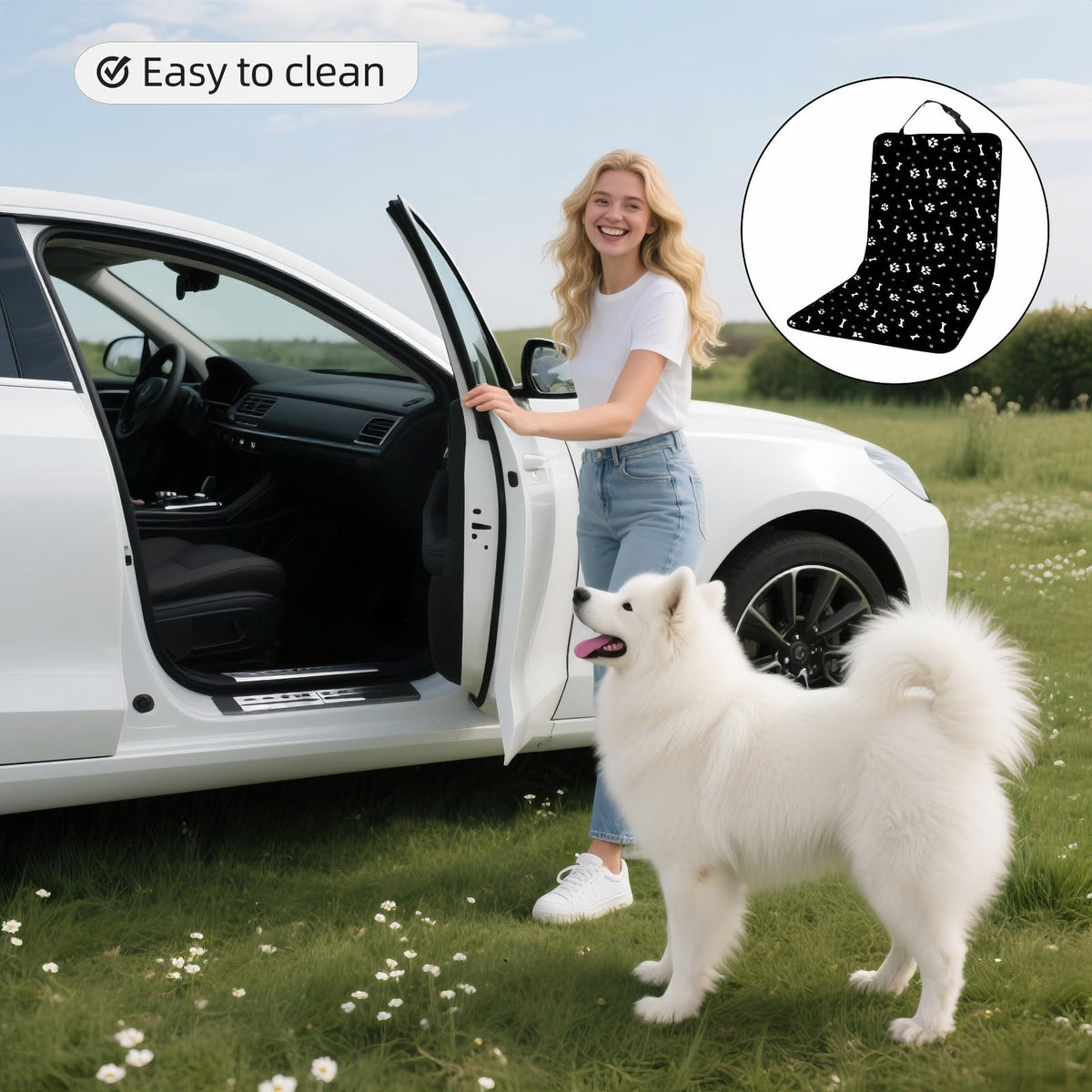 Dog Blanket Car - Car Seat Cover Dog - Seat Protector Car - Front Seat Cover - Waterproof - Dog Rug - Car Accessories Pet - Anti Hair - Black - 1 Piece
