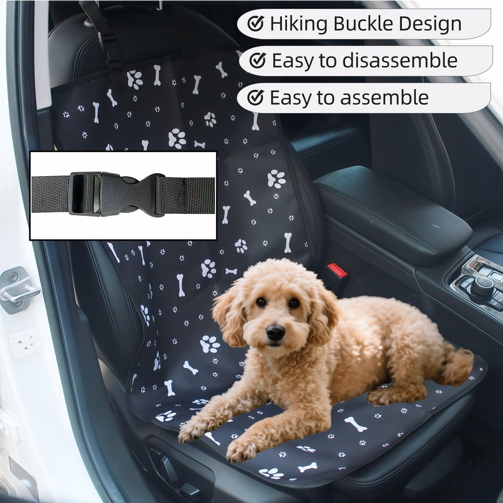 Dog Blanket Car - Car Seat Cover Dog - Seat Protector Car - Front Seat Cover - Waterproof - Dog Rug - Car Accessories Pet - Anti Hair - Black - 1 Piece