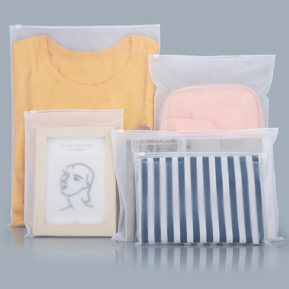 Clothing Storage Bags - Travel Organizer - Suitcase Organizer - Resealable Bags - Packing Bags - Garment Bags - Waterproof - Dust-Free - Holiday Items - Travel Bag Accessories - 5 Sizes - Translucent - 100 Pieces