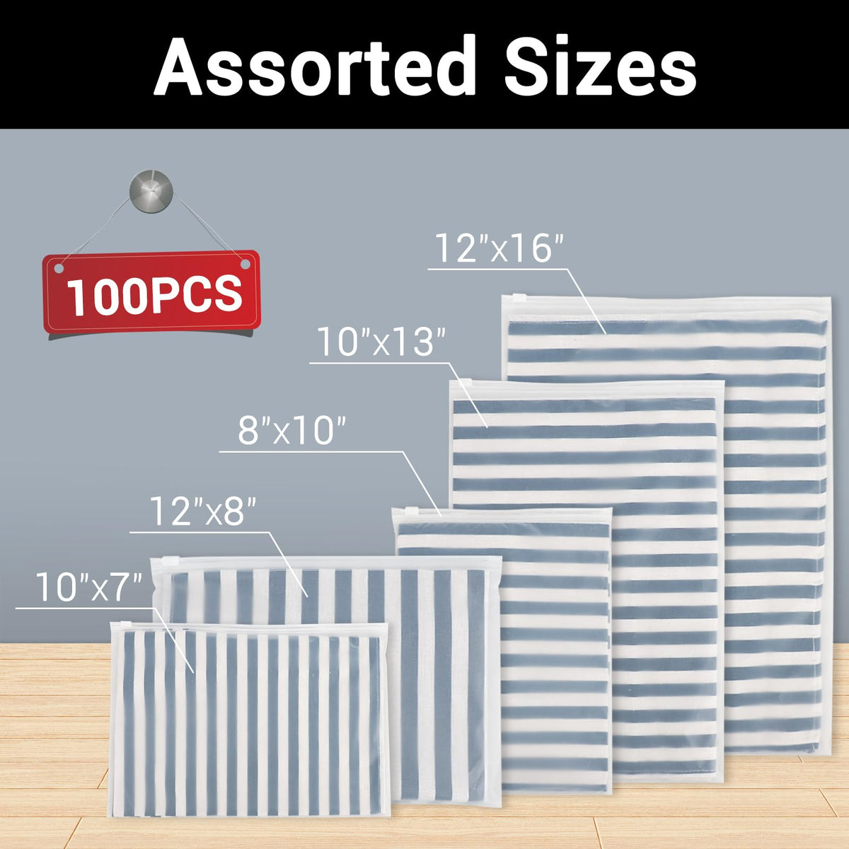 Clothing Storage Bags - Travel Organizer - Suitcase Organizer - Resealable Bags - Packing Bags - Garment Bags - Waterproof - Dust-Free - Holiday Items - Travel Bag Accessories - 5 Sizes - Translucent - 100 Pieces