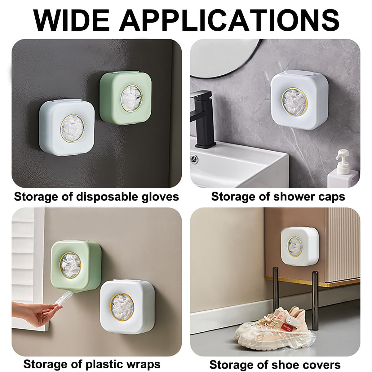 Cling film dispenser - Plastic bag holder - Kitchen organizer - Covers - Storage box - Foil holder - Wall mount - Cling film bags - Kitchen accessories - Dispenser - Storage container - Organizer - Storage - white - 1 piece