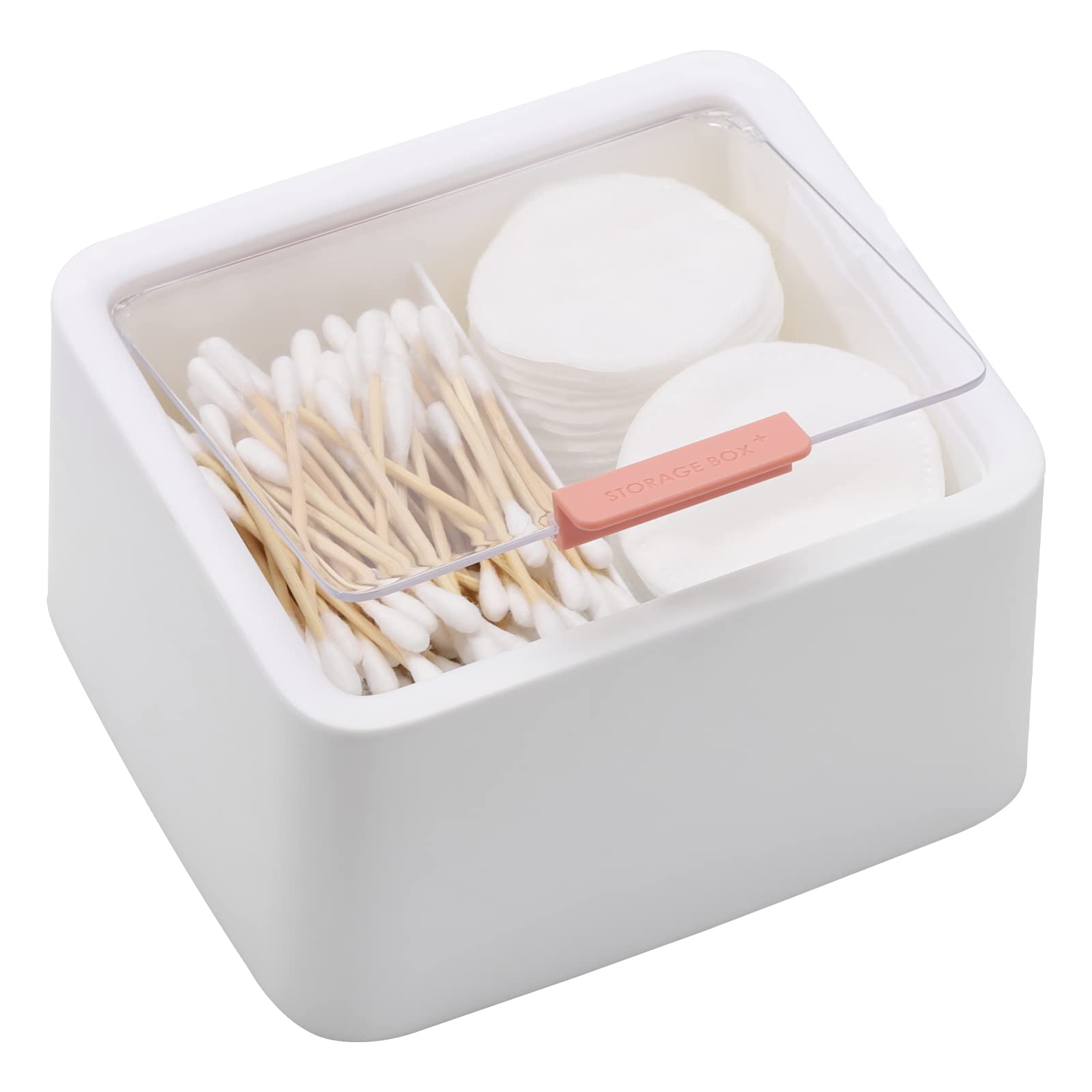 Cotton swab holder - Cotton pad holder - Bathroom organizer - Makeup organizer - Jewelry box - Storage box with lid - Dispenser - Bathroom accessories - Toiletries - Storage - Blue - Pink - 2 pieces
