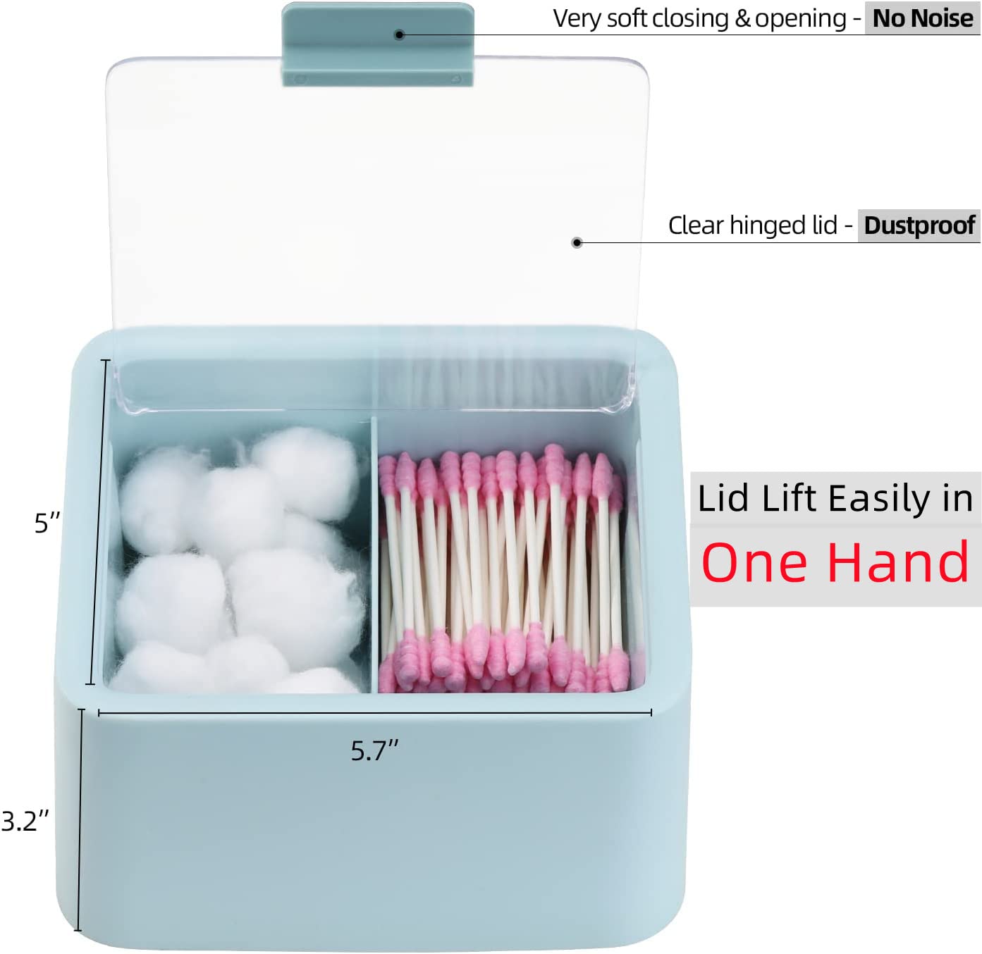Cotton swab holder - Cotton pad holder - Bathroom organizer - Makeup organizer - Jewelry box - Storage box with lid - Dispenser - Bathroom accessories - Toiletries - Storage - Blue - Pink - 2 pieces