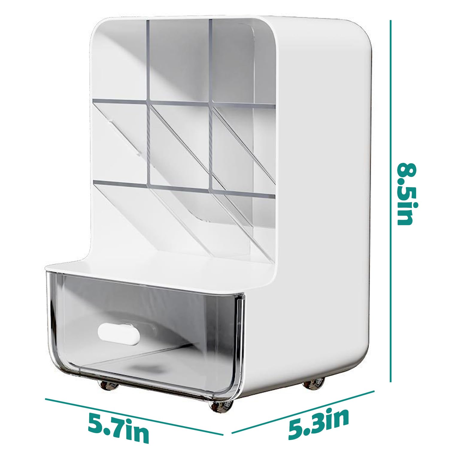 Make-up organizer - Desk organizer - Bathroom organizer - Cosmetics organizer - Office supplies - Chest of drawers - Brush holder - Pen tray - Bathroom accessories - Storage system - Storage box - White - 1 piece