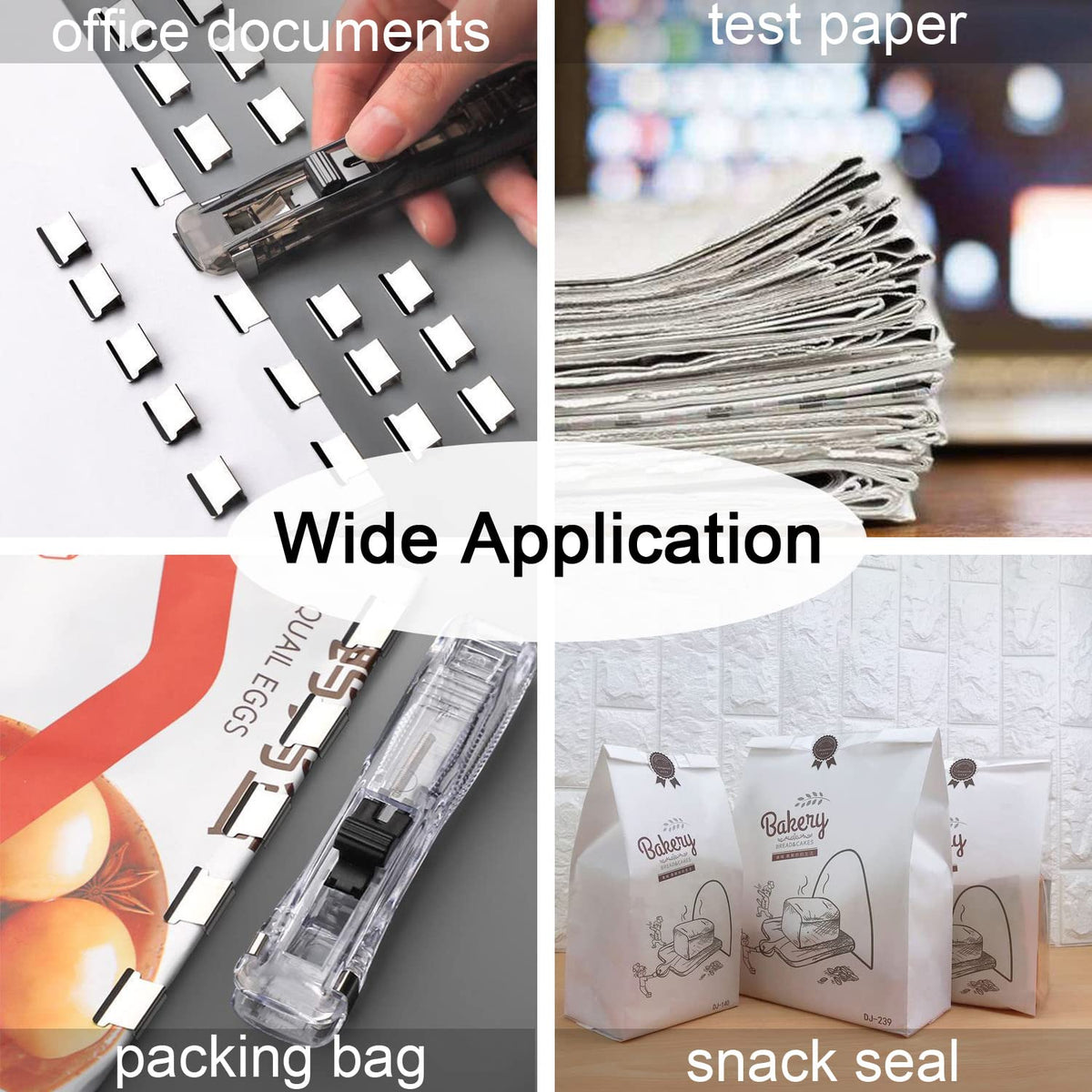 Paperclip dispenser - Stapler without staples - Paper clips - 100 pieces refill clips - Office supplies - Paper clam - Reusable paper clips - Desk accessories - Document organizer - Clamps - Black - White - 2 pieces