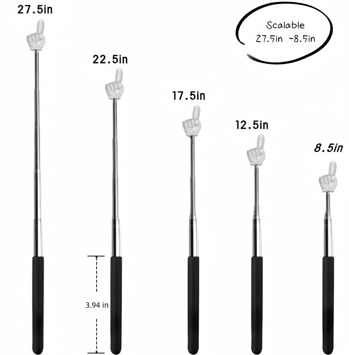 Pointer stick - Presentation pointer - Extendable pointer - Whiteboard accessories - Hand pointer - Blackboard pointer - Teaching materials - Office supplies - Teacher's gift - Digital whiteboard accessories - Pointer stick - 6 colors - 6 pieces