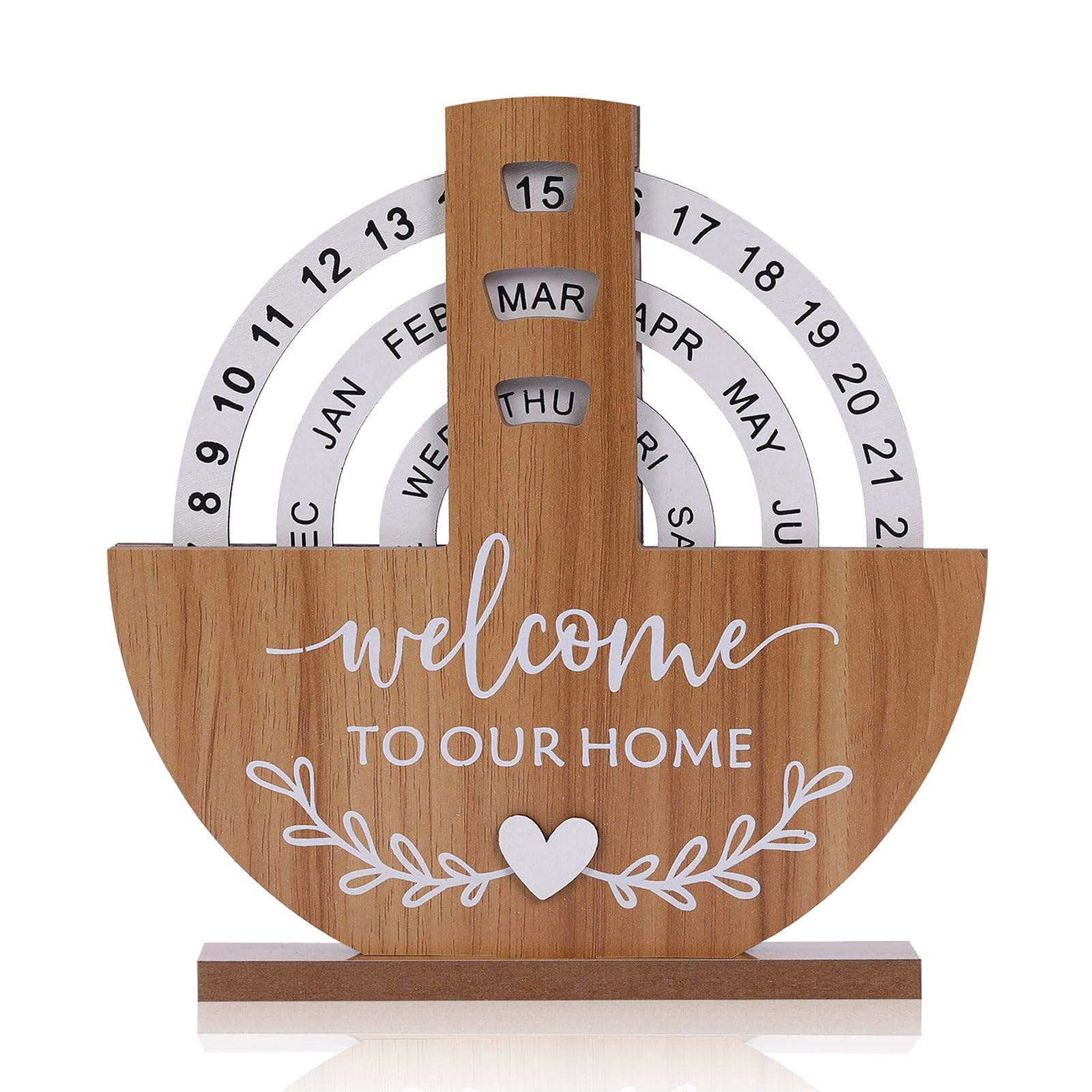 Wooden Calendar - Perpetual Calendar - Home Decor - Desk Accessories - Housewarming Gift - Table Calendar - Hallway Decoration - Vintage Wood - Country Style - Welcome Sign - Date Indicator - New Home Gift - Home Accessories - 1 Piece
