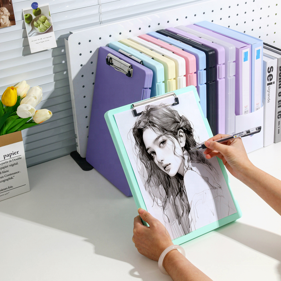 Clipboard A4 - Writing Folder - Foldable Clipboard - Office Accessories - Office Supplies - Nursing - Warehouse - Document Folder - Work Folder - Hospitality - Sturdy Plastic - Privacy Protection - Professional Use - Black - 1 piece