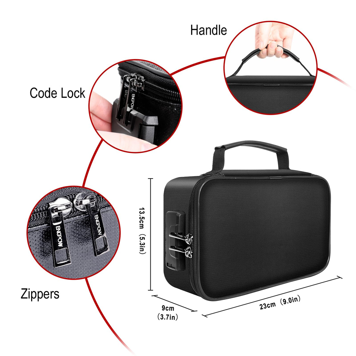 Document Organizer - Storage Bag with Combination Lock - Travel Folder - Documents - Passport Holder - Office Supplies - Security Bag - Water-Repellent - Tablet Storage - Administration - Holiday Accessories - Briefcase - Black - 1 Piece