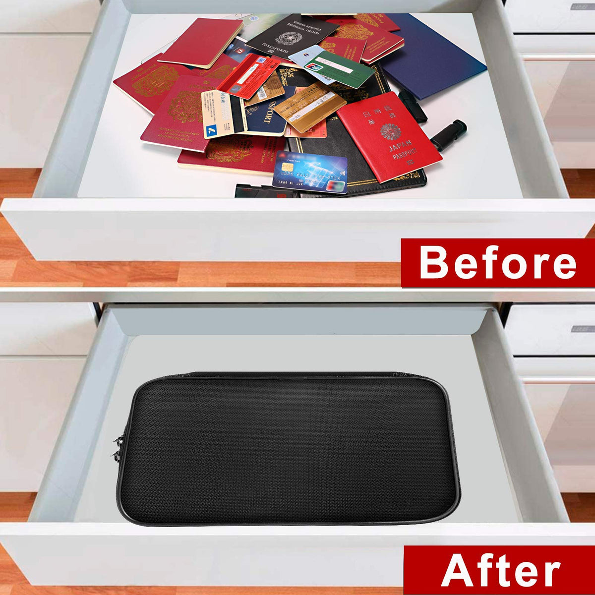 Document Organizer - Storage Bag with Combination Lock - Travel Folder - Documents - Passport Holder - Office Supplies - Security Bag - Water-Repellent - Tablet Storage - Administration - Holiday Accessories - Briefcase - Black - 1 Piece