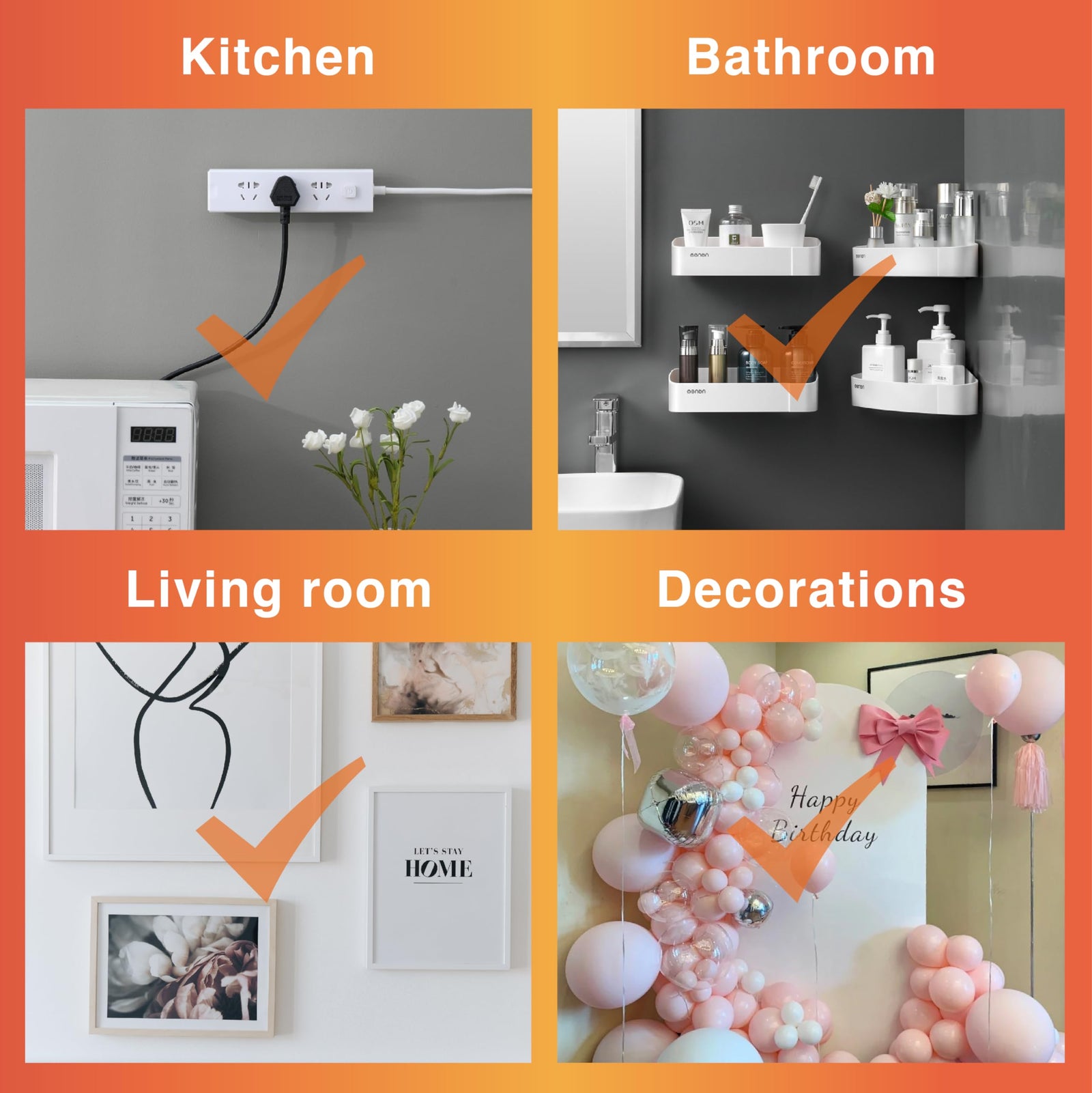 Picture Hanging Strips - No Drilling - Self-Adhesive Velcro - Hanging Picture Frames - Double-Sided Tape - Damage-Free Removal - Poster Strips - Hanging System - Wall Decoration - Strong Adhesive - White - 24 Pairs (48 Strips)