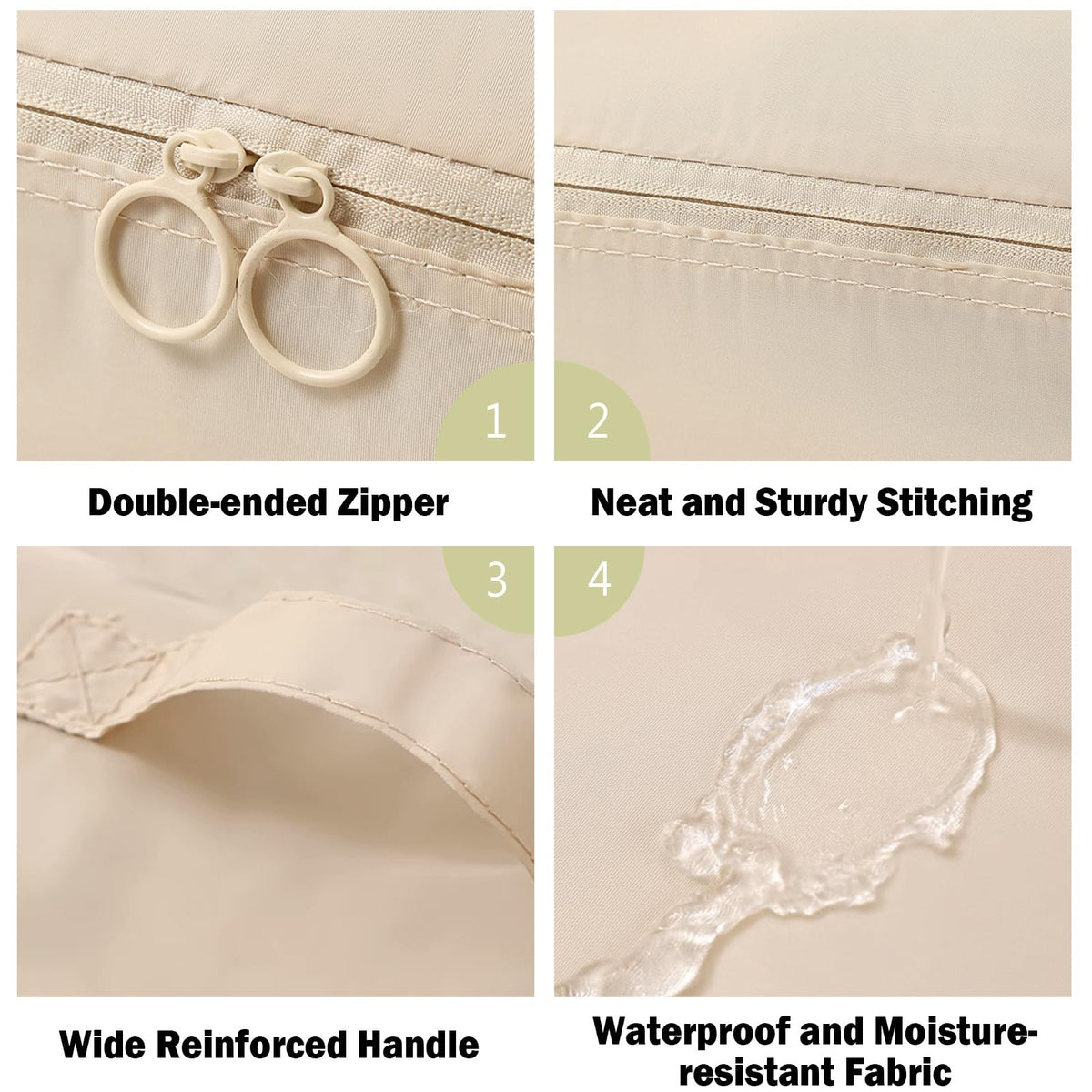 Packing Cubes - Suitcase Organizers - Travel Organizer Set - Luggage Organizer - Clothes Storage - Space Saving - Holiday Accessories - Shoe Bag - Laundry Bag - Backpacking - Travel Bag - Water-Repellent - Beige - 6 Pieces