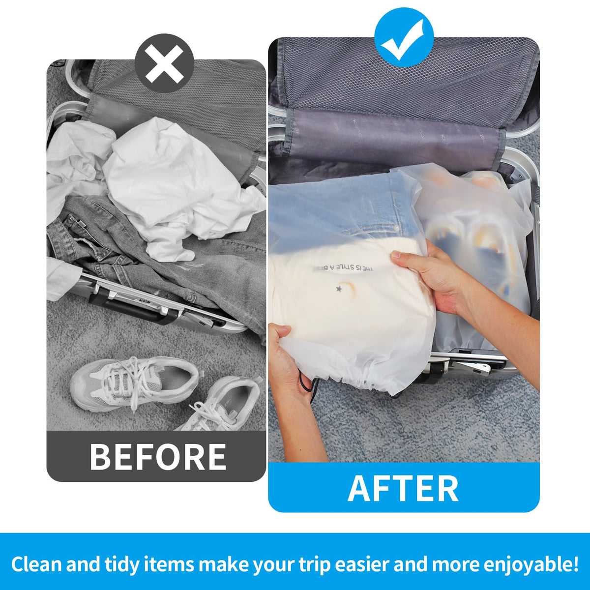 Shoe Bags - Travel Organizer - Shoe Storage - Suitcase Organizers - Transparent - Water-Repellent - Dust-Free - Storage Bags - Drawstring - Sneakers - Holiday Accessories - Sports Bag - Camping - White - Large Size - 10 Pieces