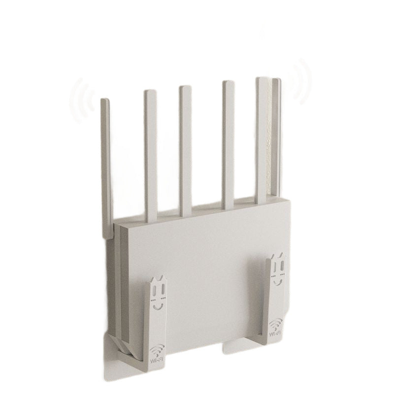 Router Mount Wall - Modem Bracket Without Drilling - WiFi Booster Mounting - Universal Wall Mount - Cable Management - TV Furniture Organizer - Self-Adhesive Mounting System - Electronics Accessories - Media Box Storage - White - 2 Pieces