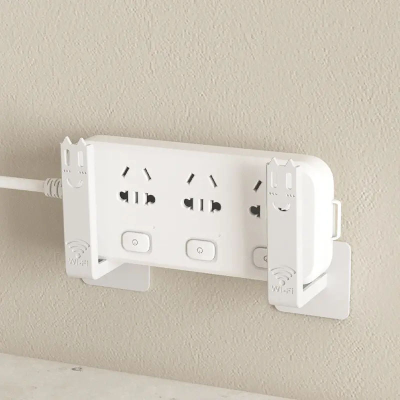 Router Mount Wall - Modem Bracket Without Drilling - WiFi Booster Mounting - Universal Wall Mount - Cable Management - TV Furniture Organizer - Self-Adhesive Mounting System - Electronics Accessories - Media Box Storage - White - 2 Pieces