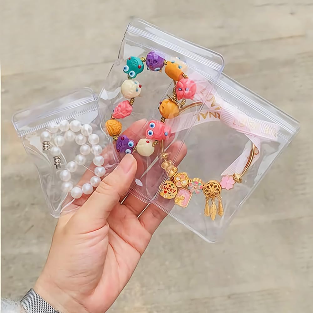 Transparent Grip Bags - Jewelry Bags - Anti-Oxidation - Ziplock Bags - Resealable Plastic Bags - Jewelry Storage - Diamond Painting Accessories - Thickened Sealing Bags - Waterproof &amp; Dust-Free - PVC Packaging - 100 Pieces