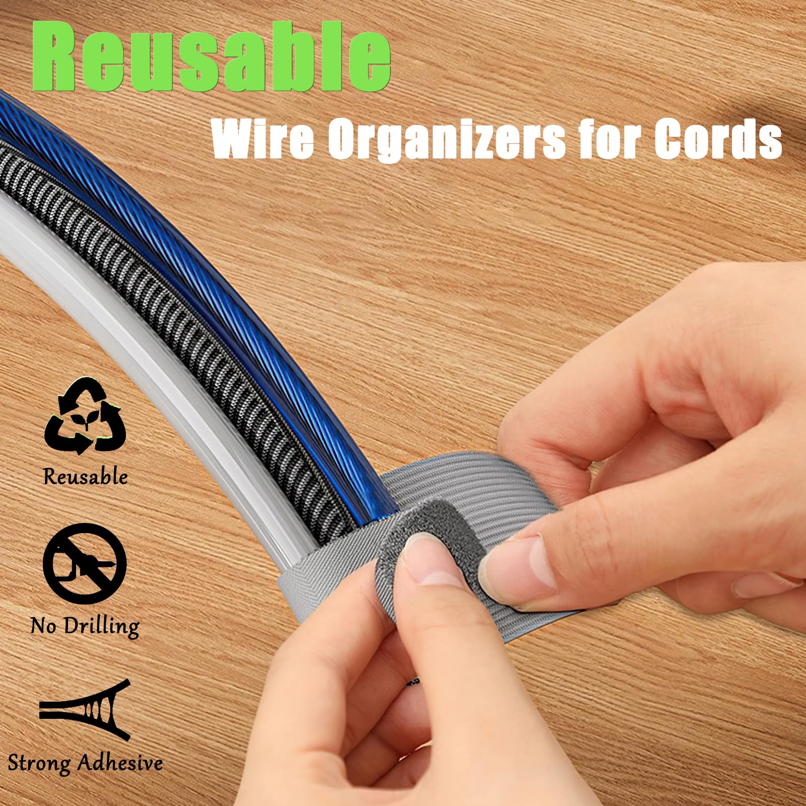 Cable Clips - Cable Management - Cable Organizer - Cable Holder - Self-Adhesive - Velcro - Cable Ties - Cord Clips - Desk Accessories - Cable Management - Cord Holder - Office - Gaming Setup - Cable Tie - Organize - Gray - 80 Pieces